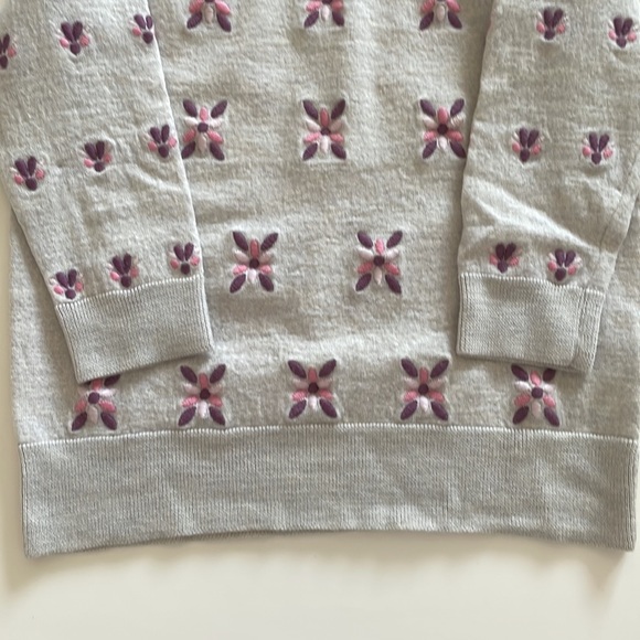 J. Crew 3/4 Sleeve Embroidered Merino Wool Sweater - Picture 4 of 5